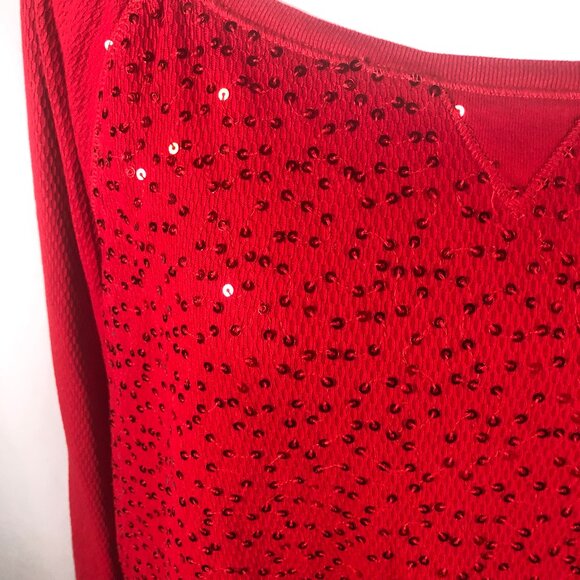 ✨ CHAPS Red Sequin Cotton Knit Top — 3X — Holiday Luxe & Comfort ✨ - Picture 6 of 13